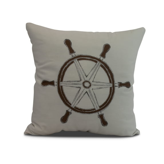 Simply Daisy, 20 x 20 inch, Ship Wheel , Geometric Print Pillow, Ivory