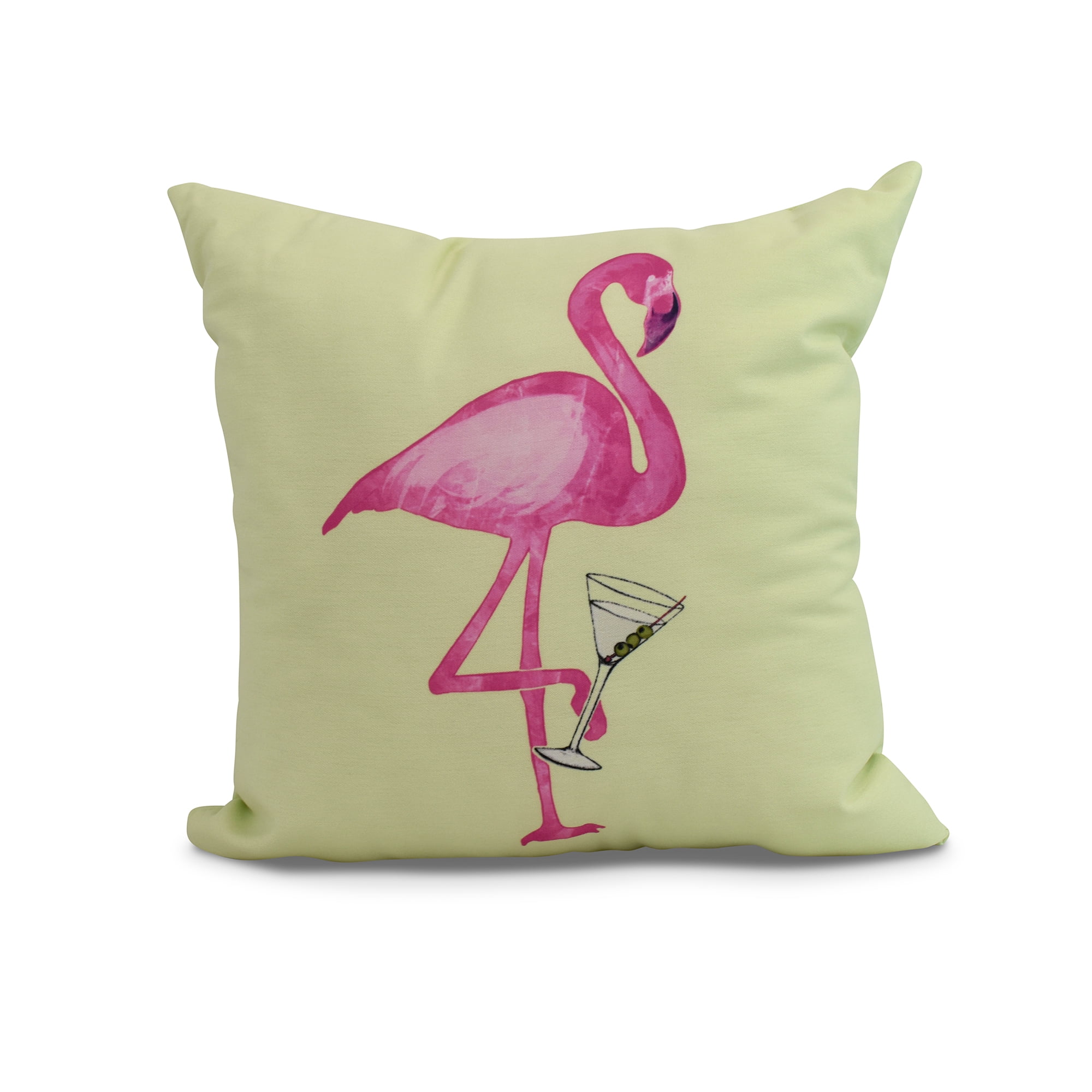 Simply Daisy, 20 x 20 inch, Single Flamingo Animal Print Pillow, Light Green