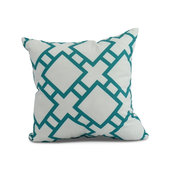 Simply Daisy, 20 x 20 inch, Square in St. Louis Geometric Print Pillow, Blue