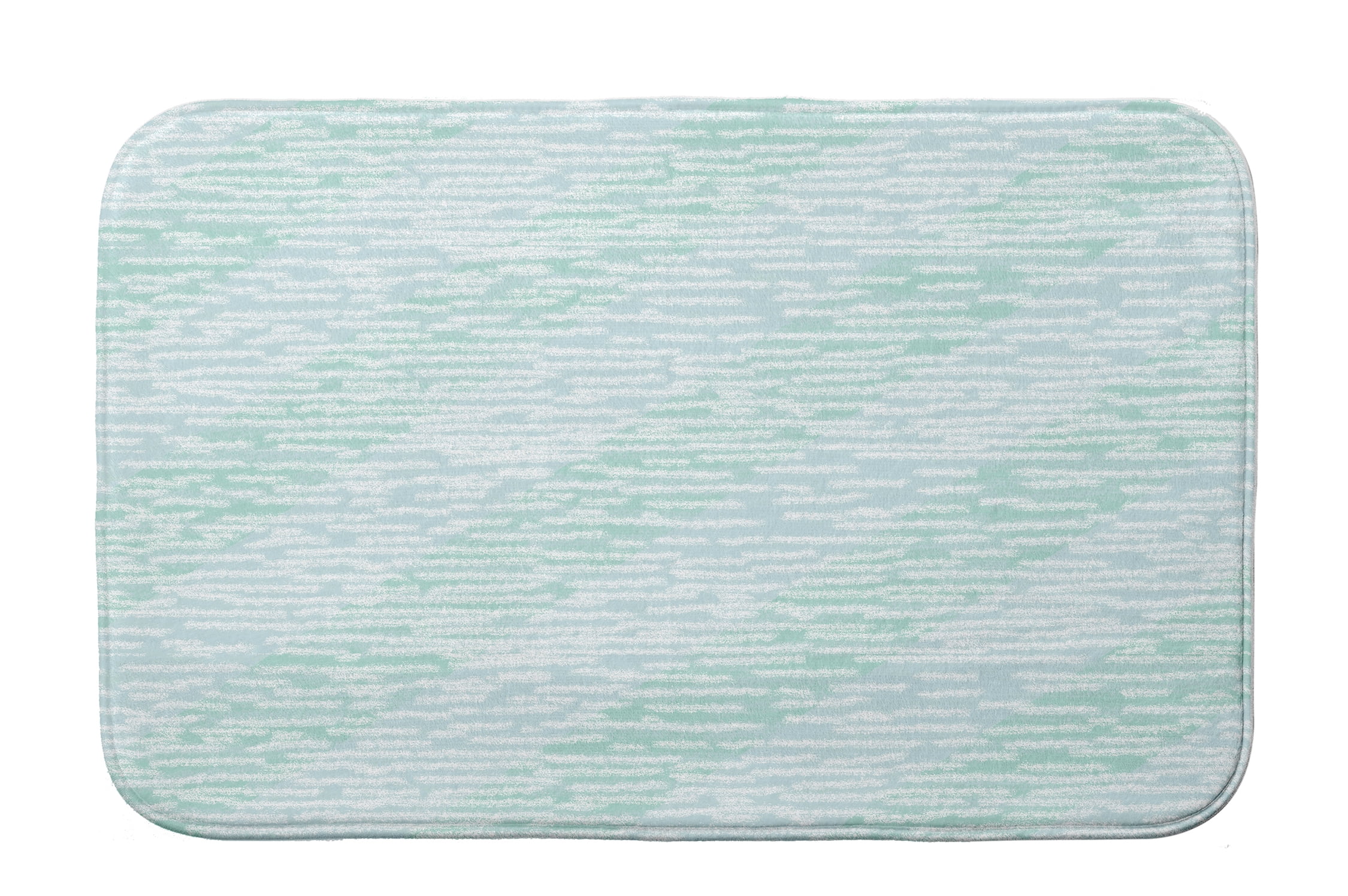 Simply Daisy 24" x 17" Plush Microfiber Aqua Marled Knit Stripe Bath Mat