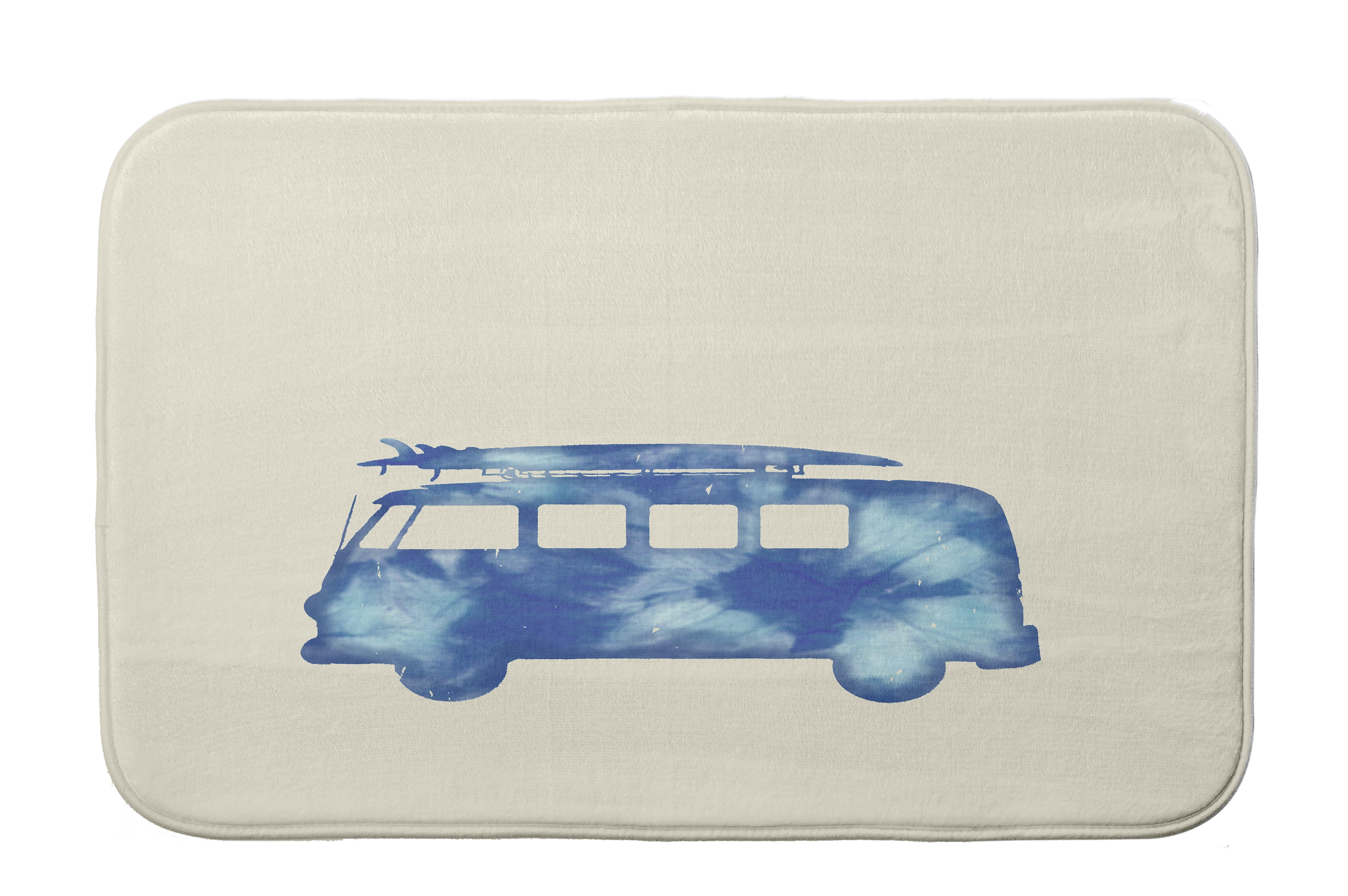 Simply Daisy 24" x 17" Plush Microfiber Blue Beach Drive Bath Mat