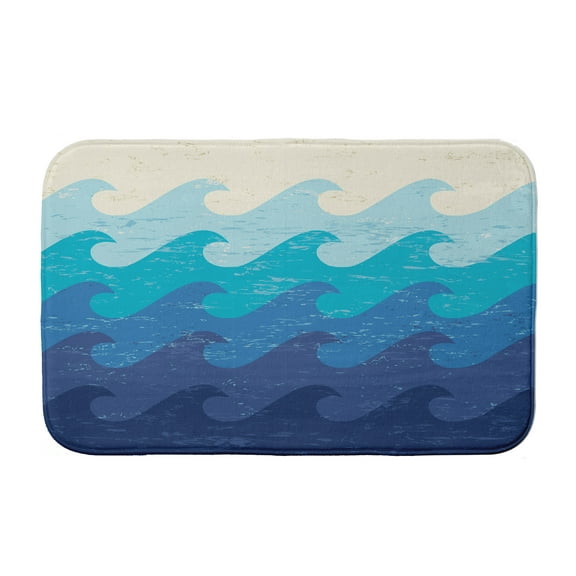Simply Daisy 24" x 17" Plush Microfiber Blue Deep Sea Bath Mat