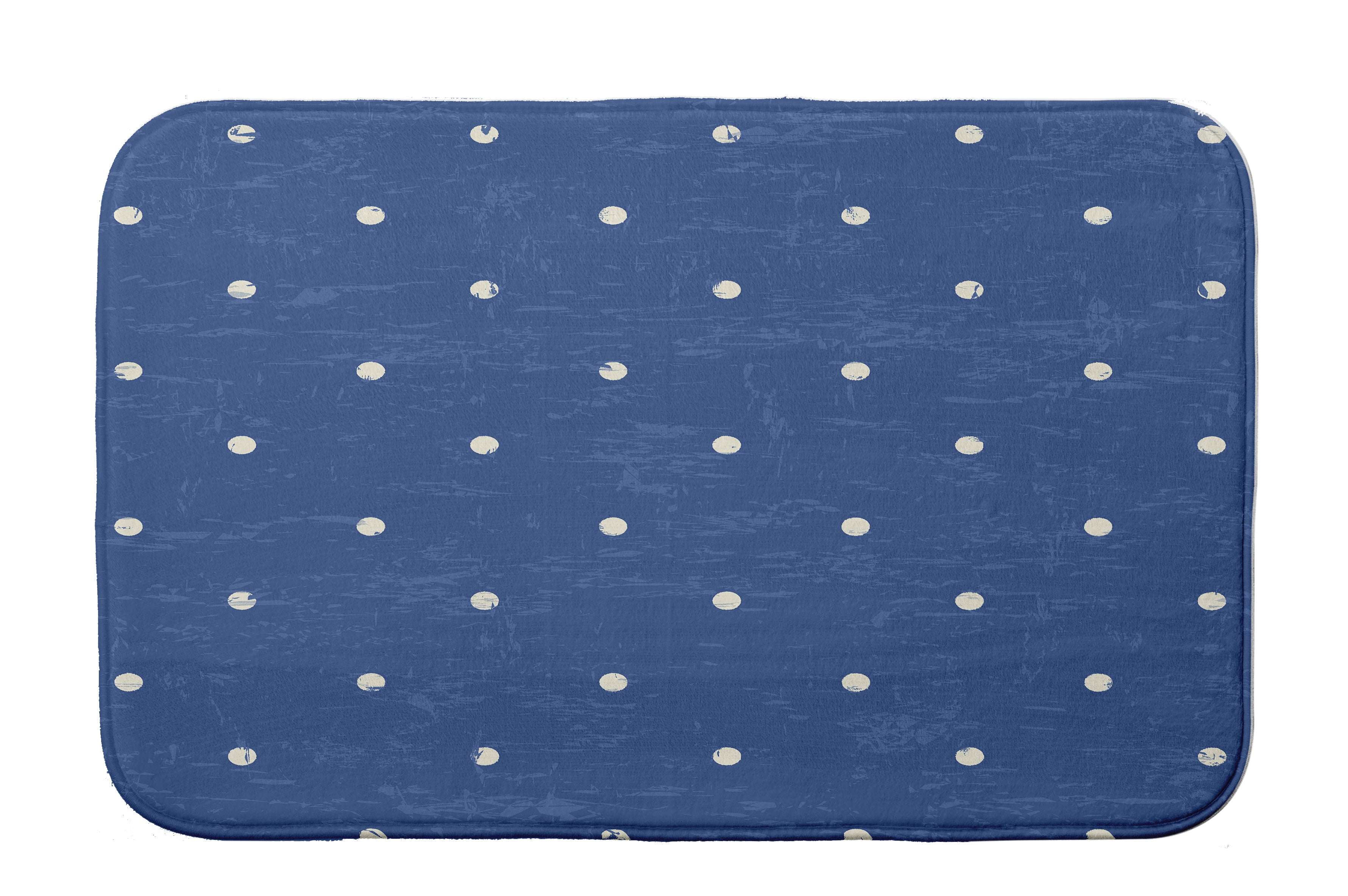 Simply Daisy 24" x 17" Plush Microfiber Blue Dorothy Dot Bath Mat