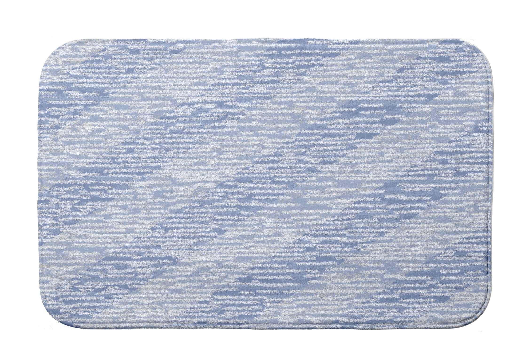 Simply Daisy 24" x 17" Plush Microfiber Blue Marled Knit Stripe Bath Mat