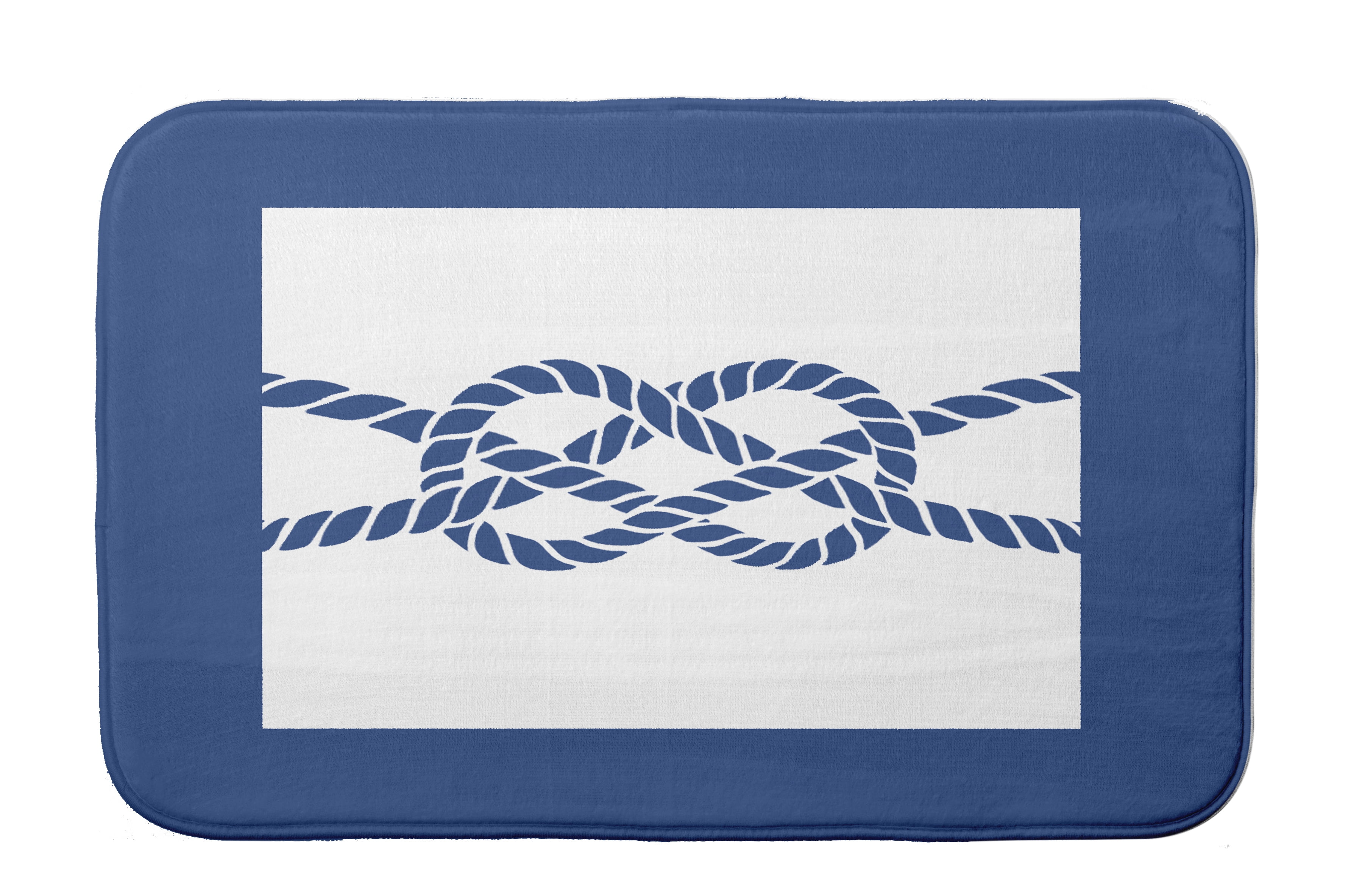 Simply Daisy 24" x 17" Plush Microfiber Blue Nautical Knot Bath Mat