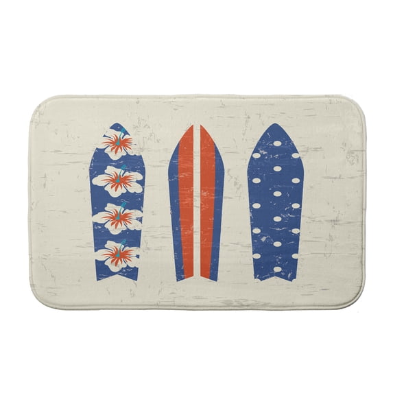 Simply Daisy 24" x 17" Plush Microfiber Blue-Orange Triple Surf Bath Mat