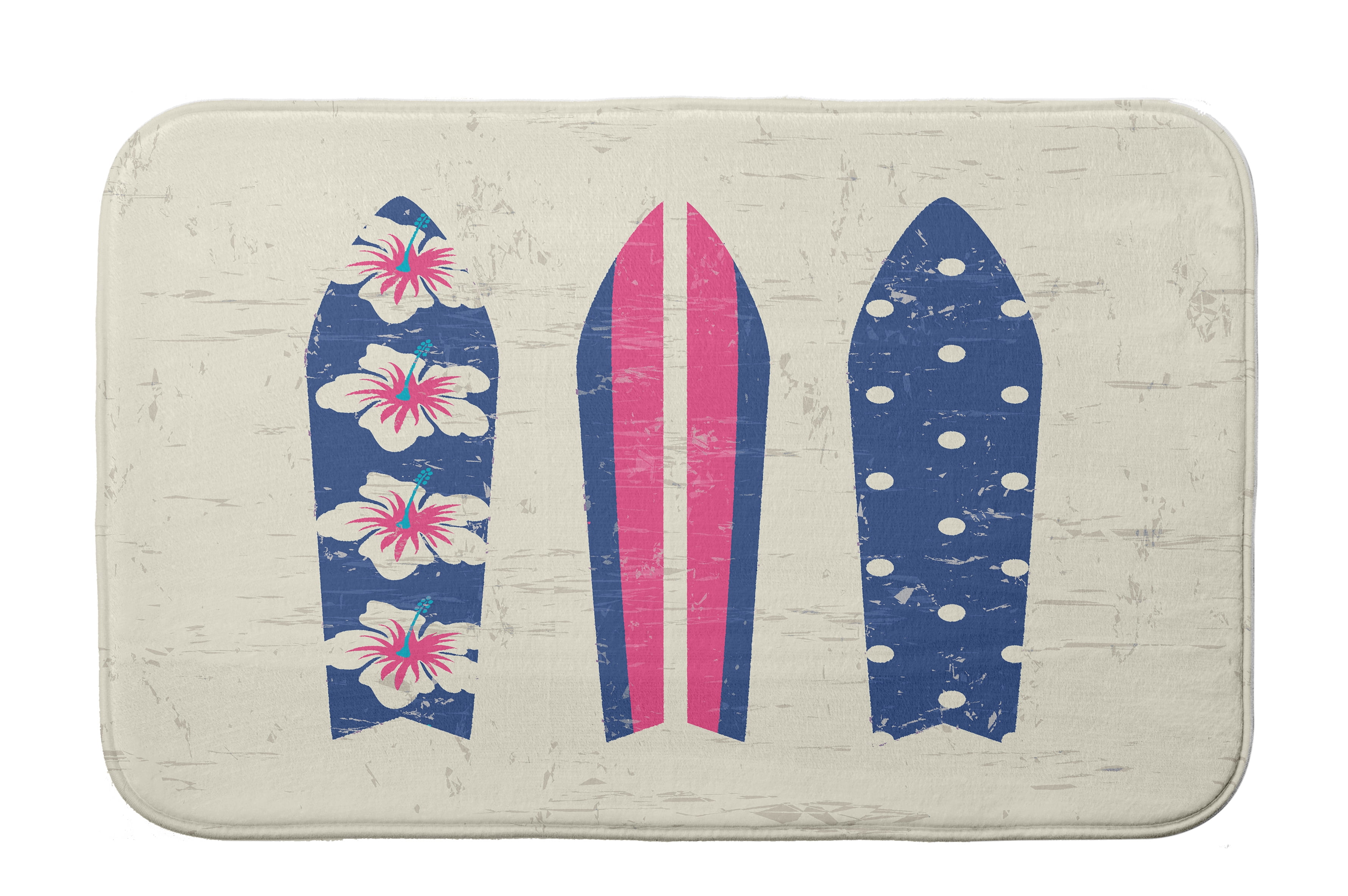 Simply Daisy 24" x 17" Plush Microfiber Blue-Pink Triple Surf Bath Mat