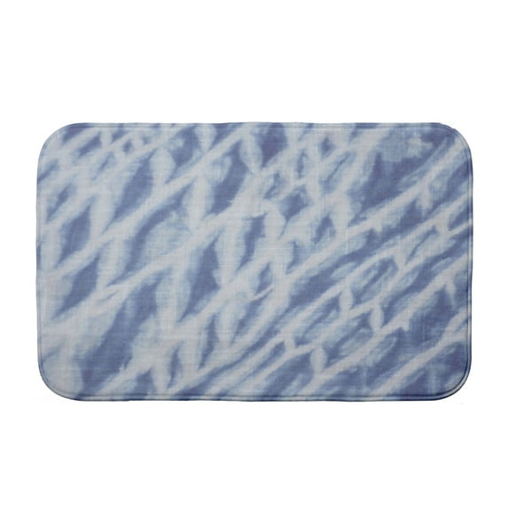 Simply Daisy 24" x 17" Plush Microfiber Blue Shibori Stripe Bath Mat
