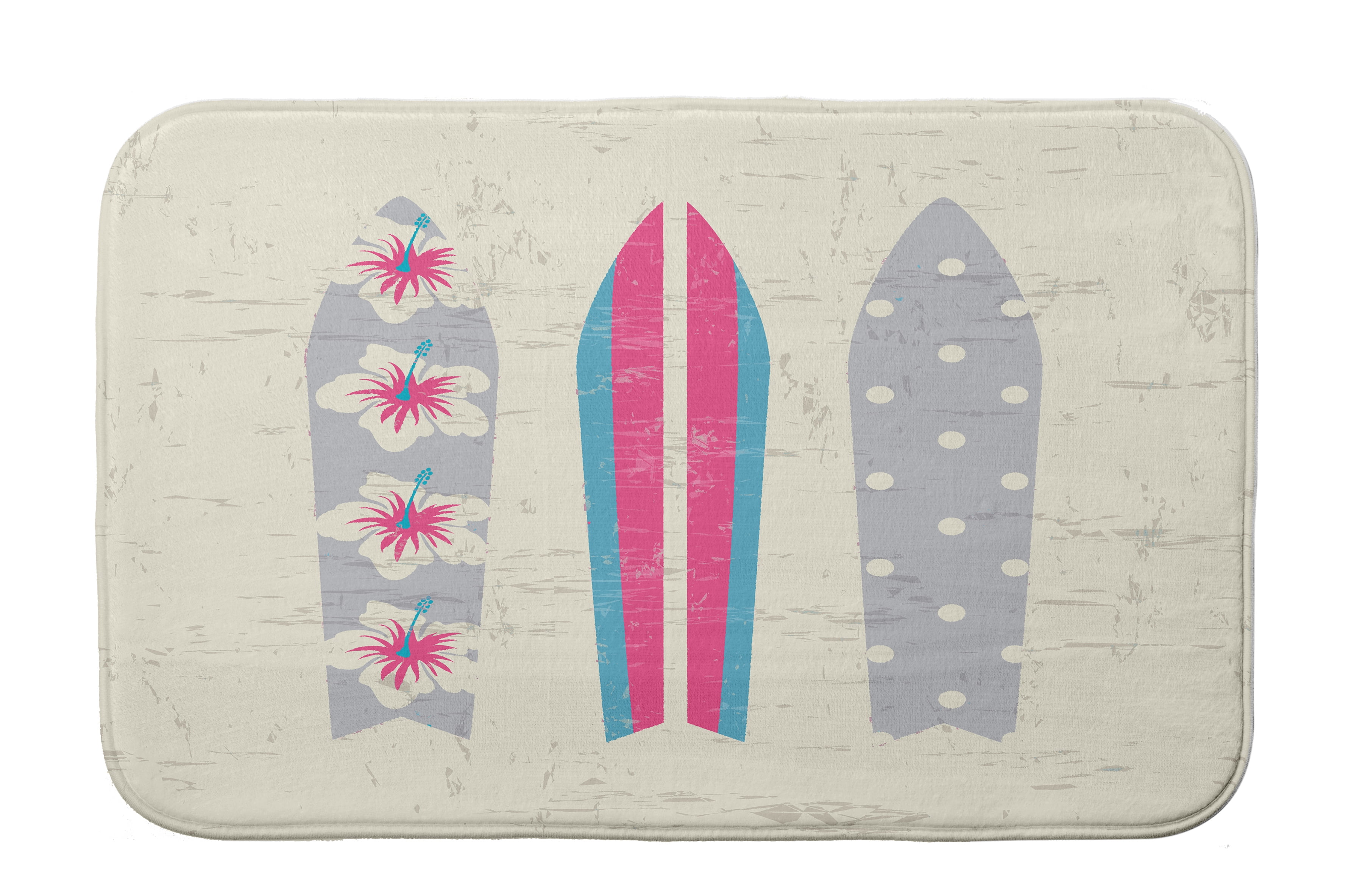 Simply Daisy 24" x 17" Plush Microfiber Grey-Pink Triple Surf Bath Mat