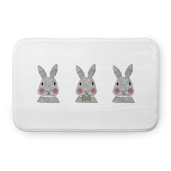 Simply Daisy 24" x 17" Plush Microfiber Laurel Tree Green Bunny Triplets Easter Bath Mat