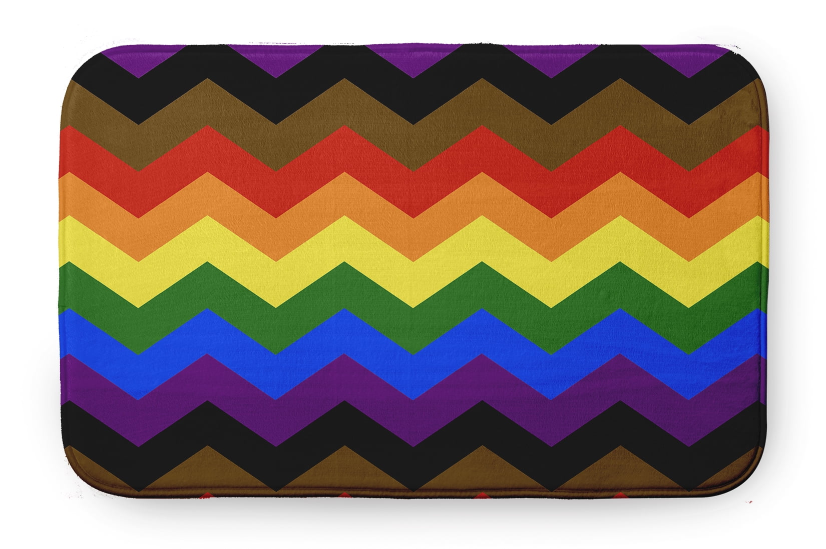 Simply Daisy 24" x 17" Plush Microfiber Multi-color Inclusive Pride Chevron Bath Mat