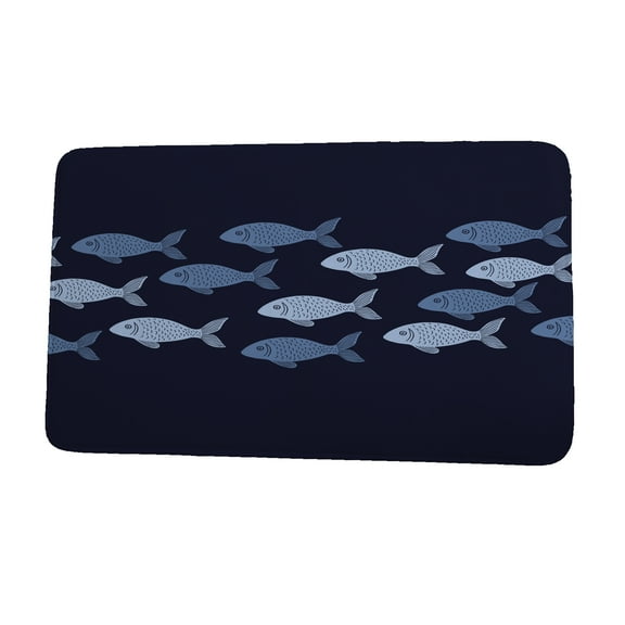 Simply Daisy 24" x 17" Plush Microfiber Navy Fish Line Bath Mat