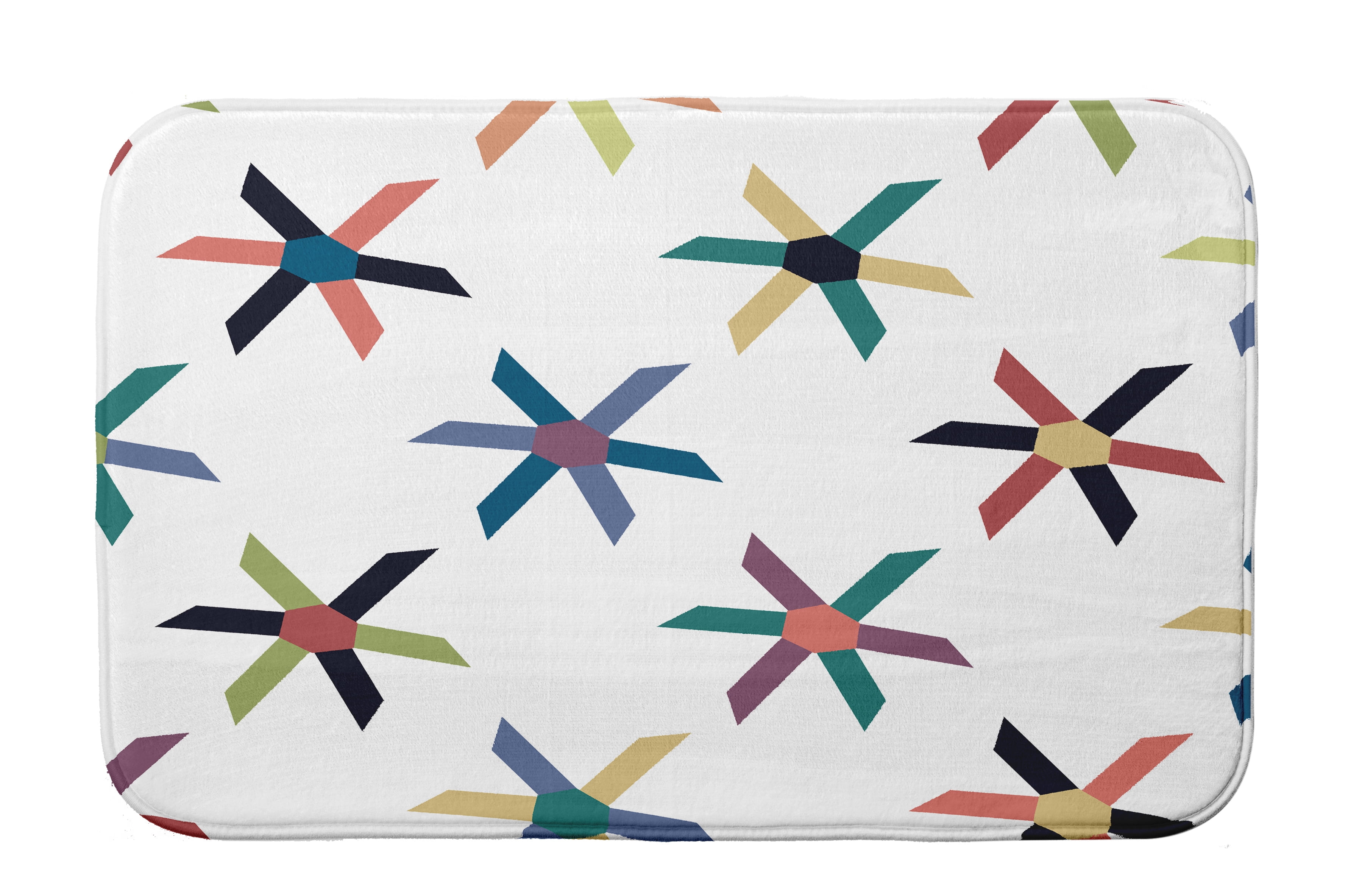 Simply Daisy 24" x 17" Plush Microfiber Navy Pinwheel Pop Bath Mat