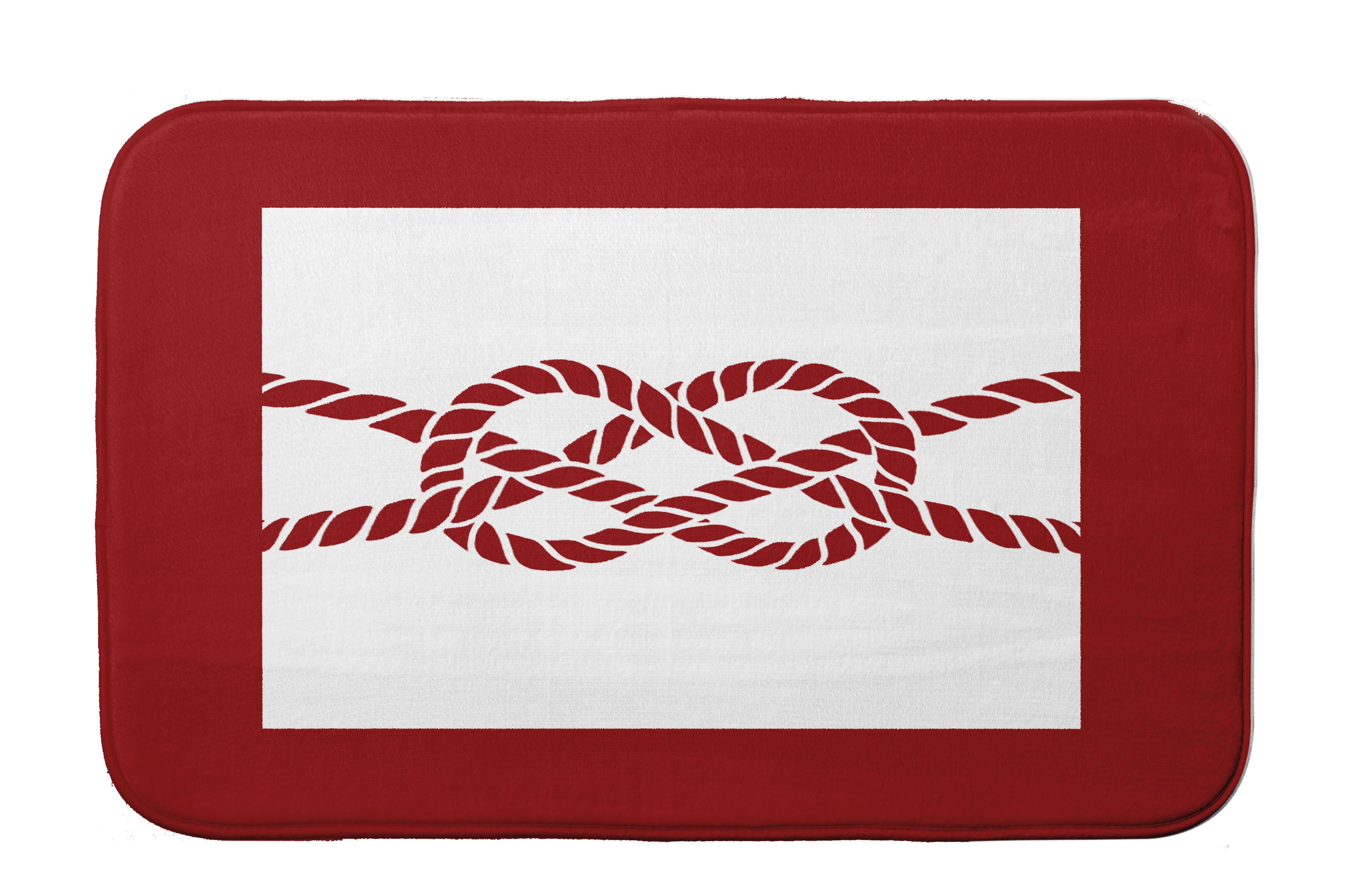 Simply Daisy 24" x 17" Plush Microfiber Red Nautical Knot Bath Mat