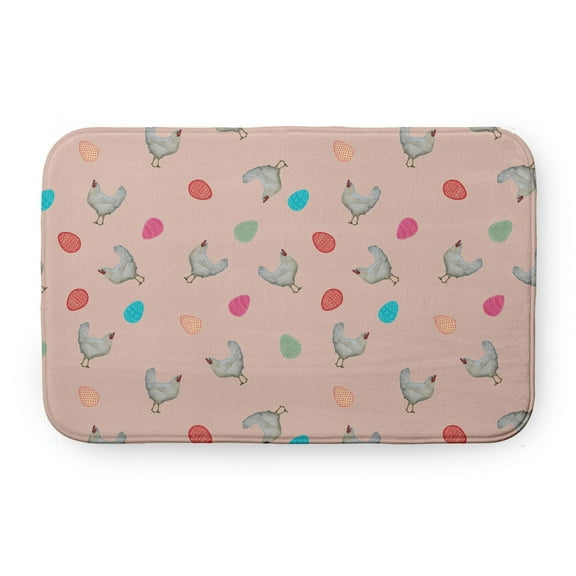 Simply Daisy 24" x 17" Plush Microfiber Sunwashed Red Chickens and Eggs Easter Bath Mat