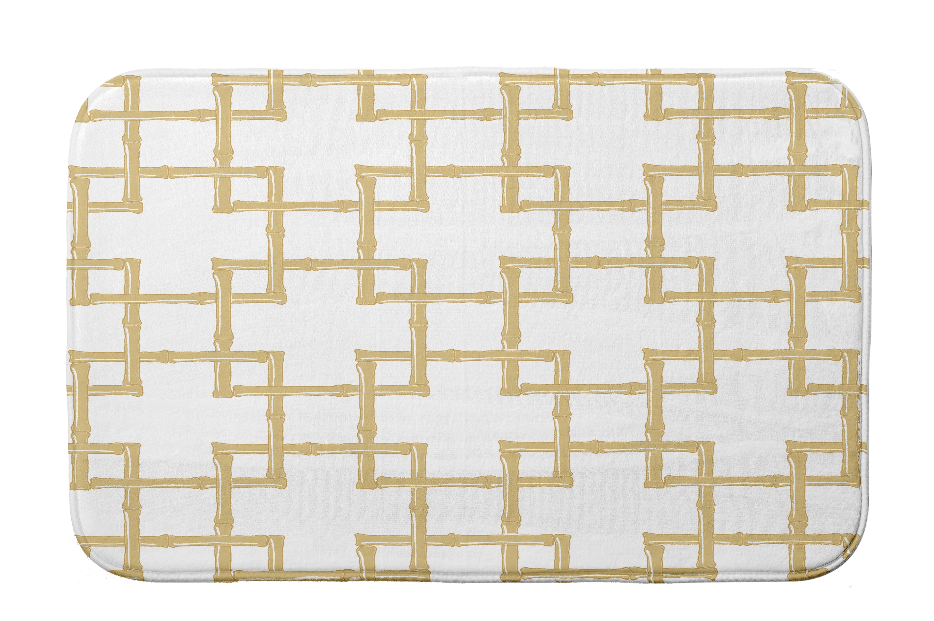 Yellow Bamboo Patterned Microfiber Bath Mat 24" x 17"