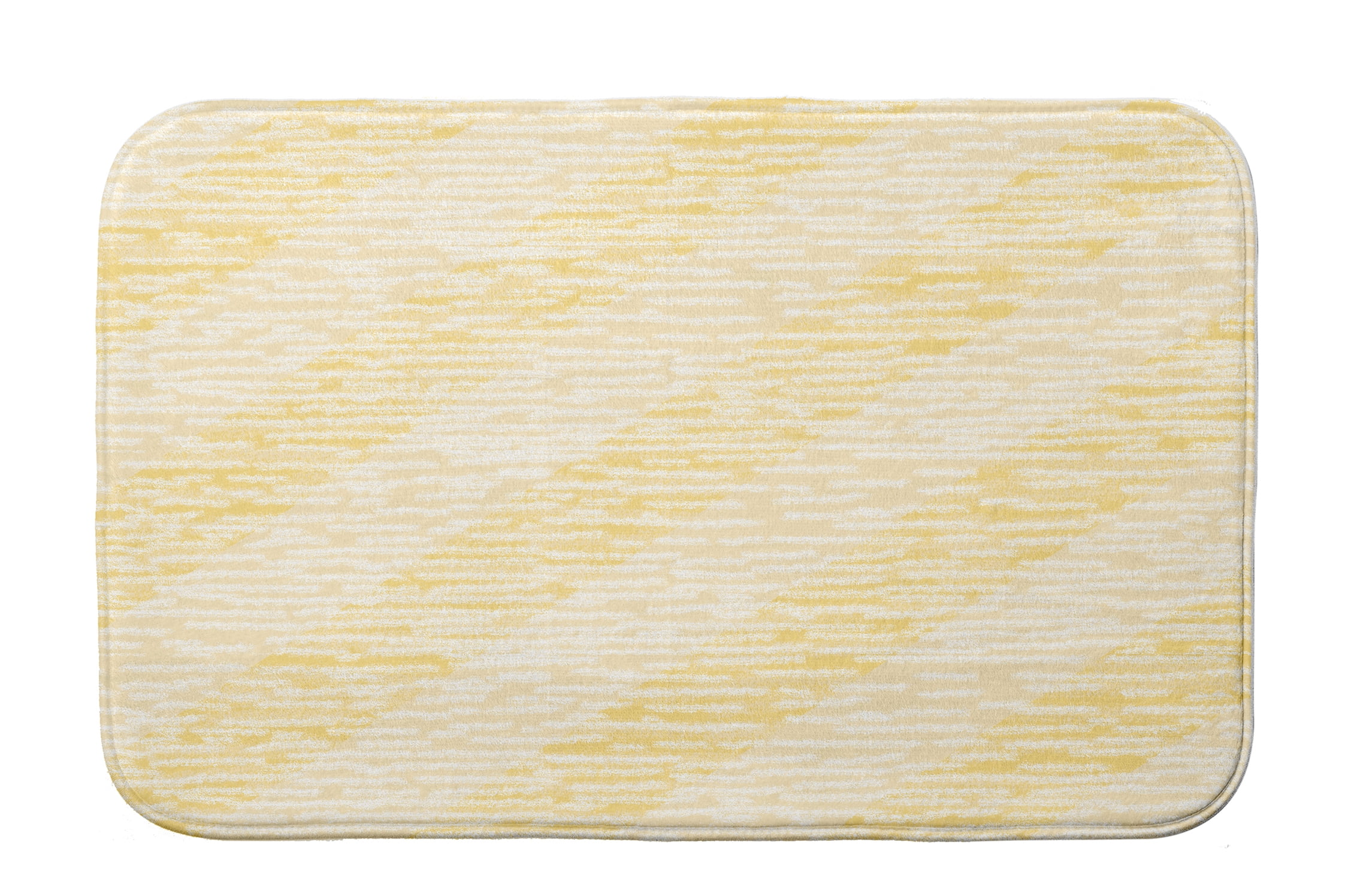 Simply Daisy 24" x 17" Plush Microfiber Yellow Marled Knit Stripe Bath Mat