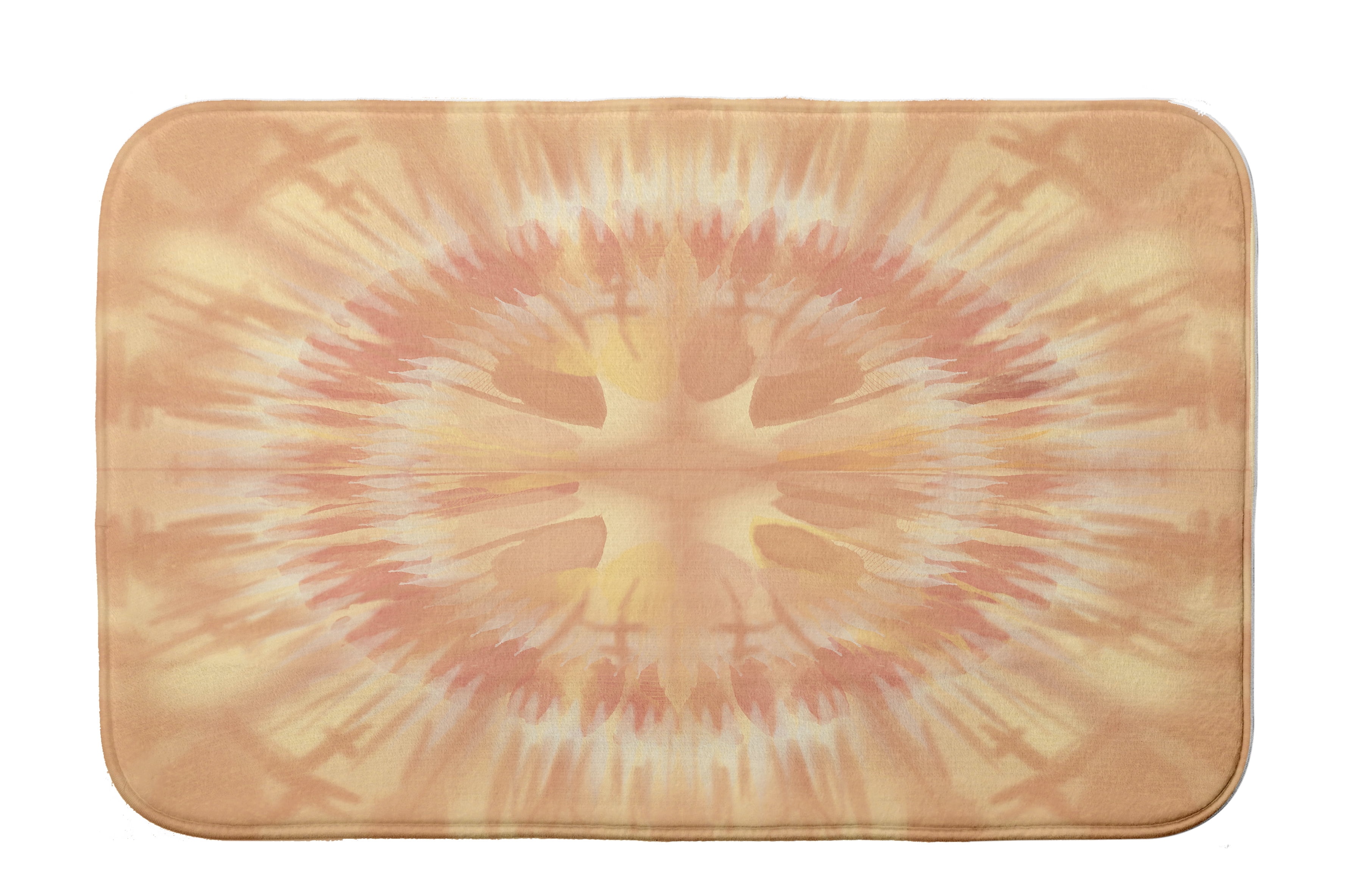 Simply Daisy 24" x 17" Plush Microfiber Yellow Shibori Burst Bath Mat