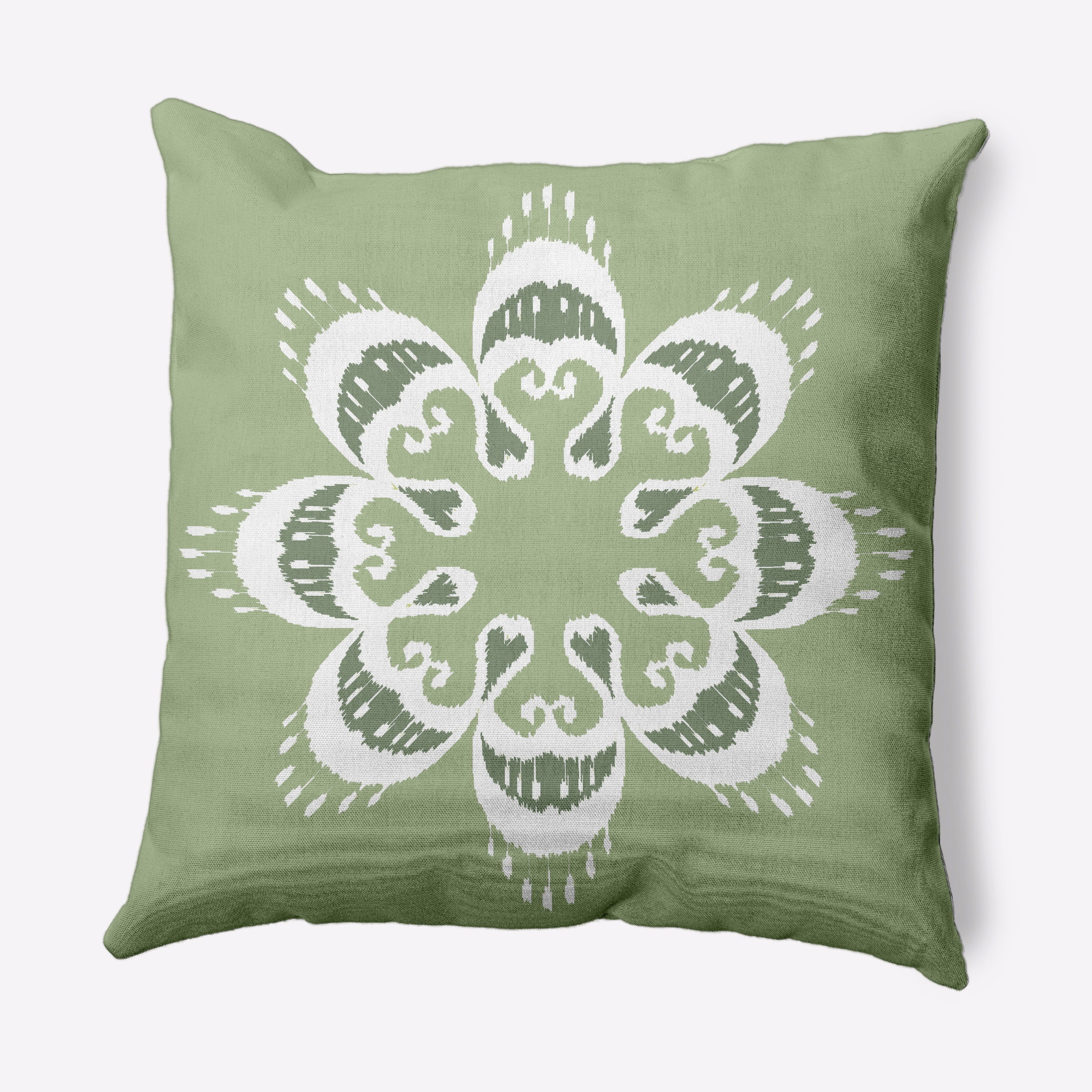 Simply Daisy 26 in x 26 in French Country Green and White Medallion Polyester Throw Pillow