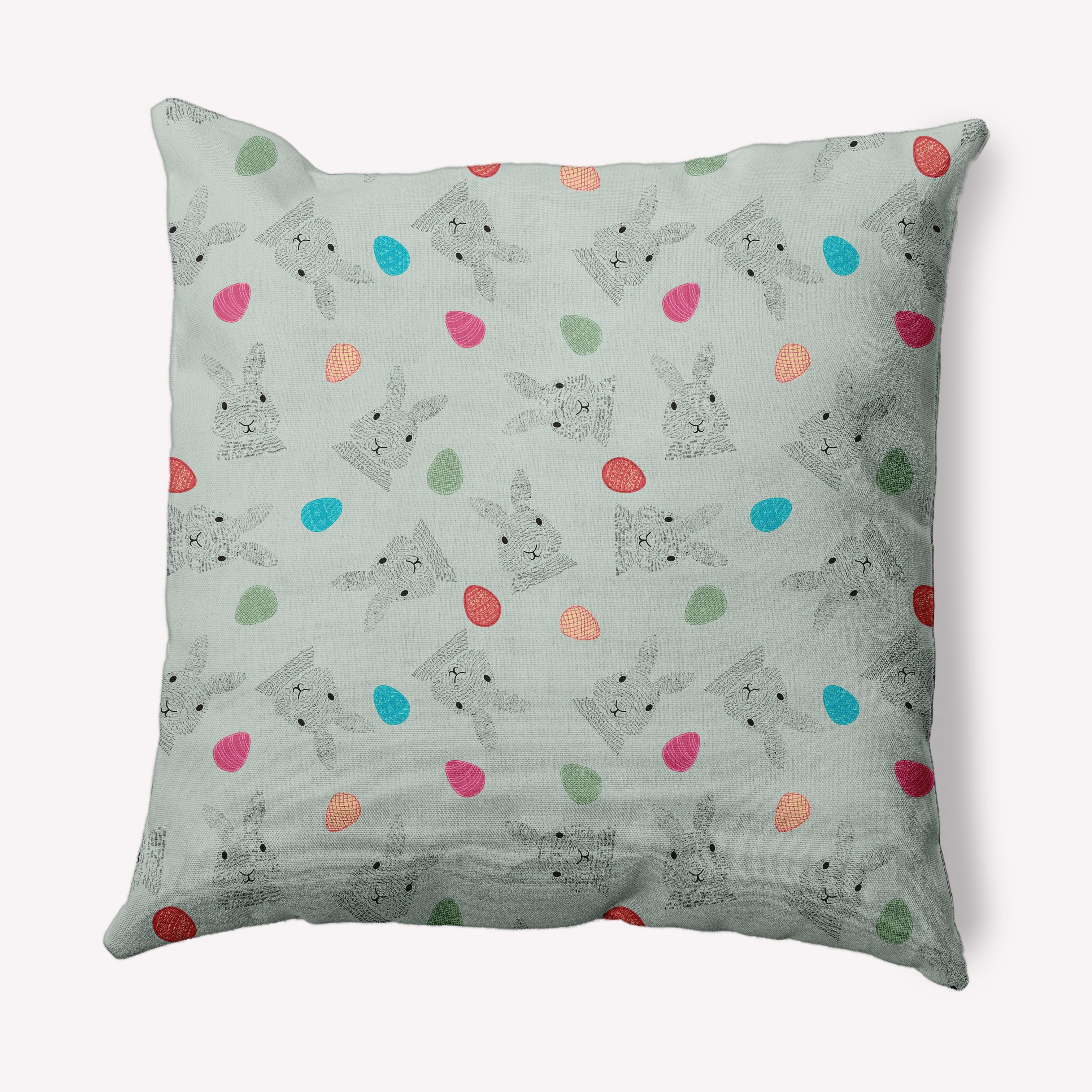 Simply Daisy 26 in x 26 in Green Animal Print Easter Polyester Throw Pillow