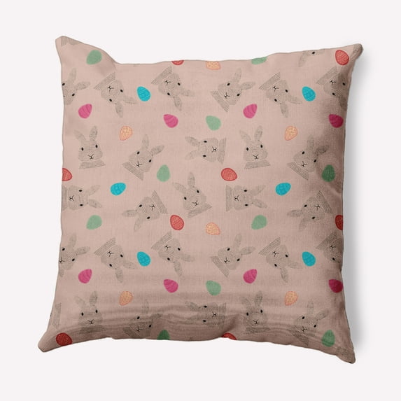 Simply Daisy 26 in x 26 in Red Animal Print Easter Polyester Throw Pillow