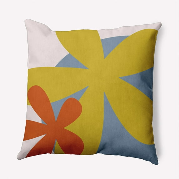Simply Daisy 26-inch Square Bold Flowers Polyester Indoor Pillow, Mustard Yellow Qty 1