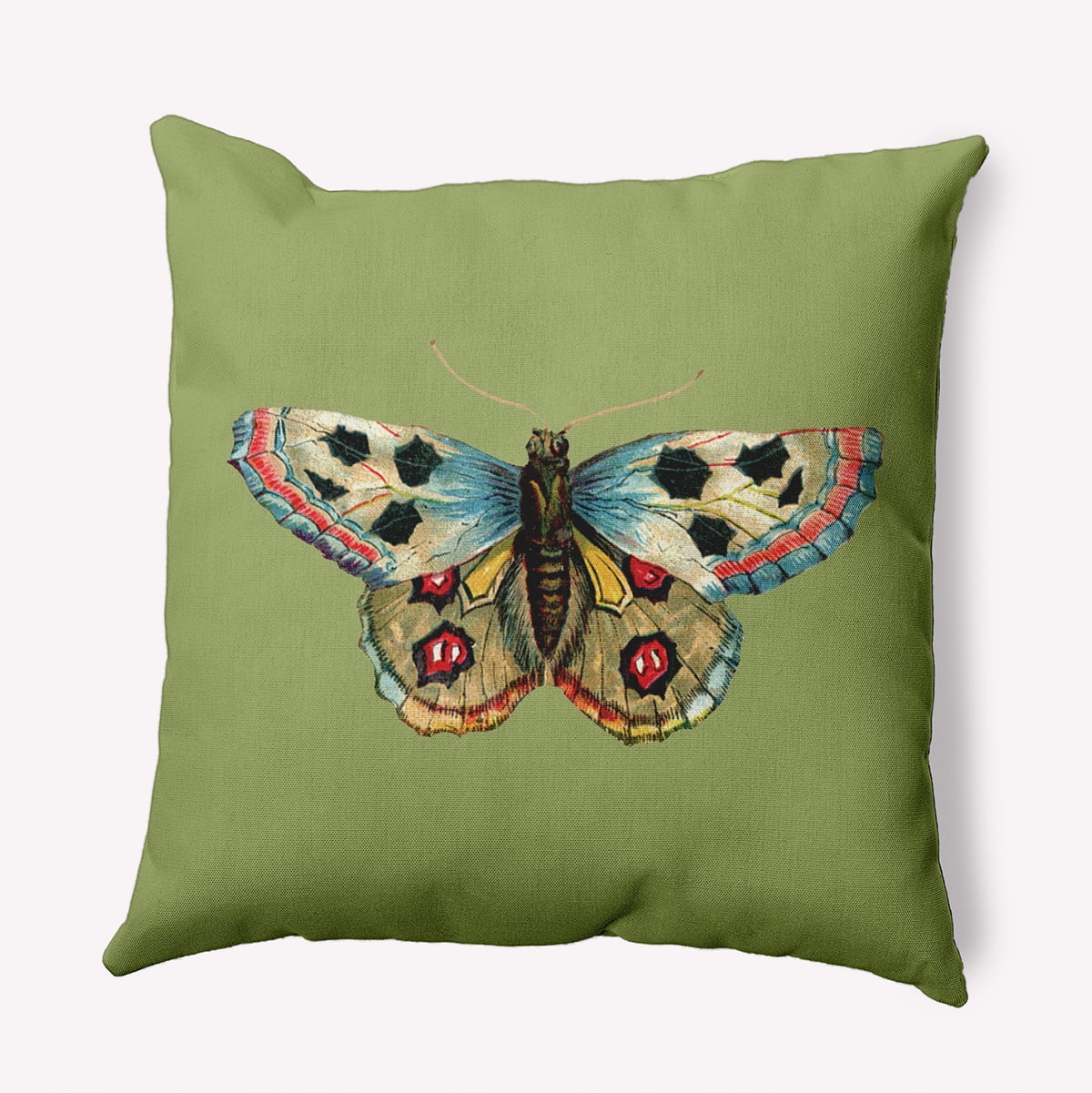 Simply Daisy 26-inch Square Brush foot Butterfly Polyester Indoor Pillow, Apple Green Qty 1
