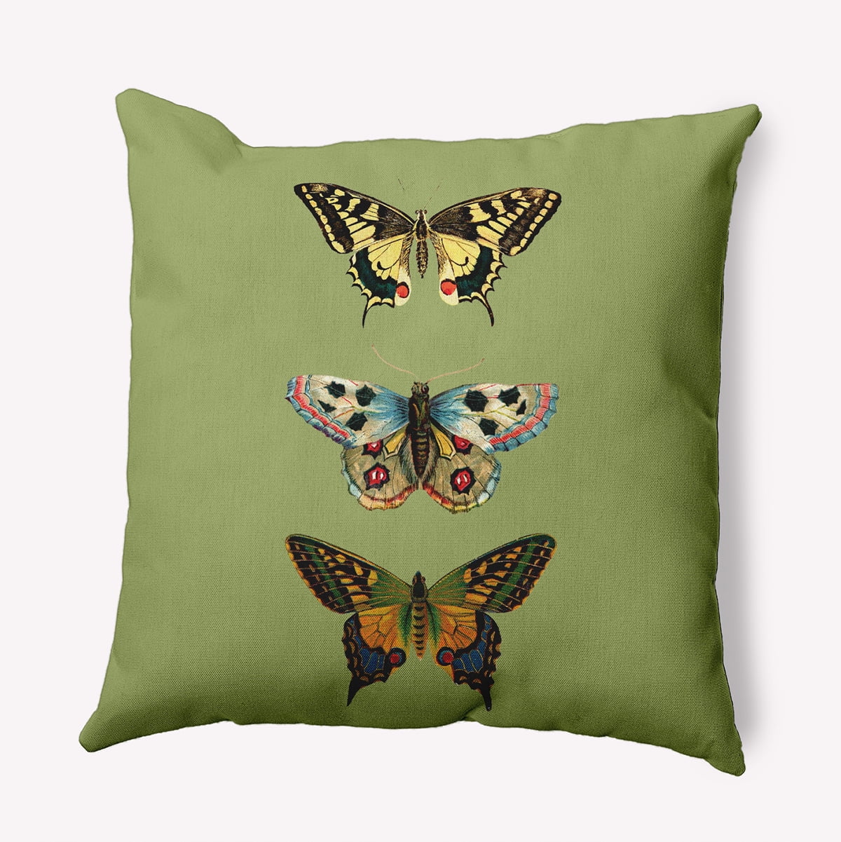 Simply Daisy 26-inch Square Butterflies Polyester Indoor Pillow, Apple Green Qty 1