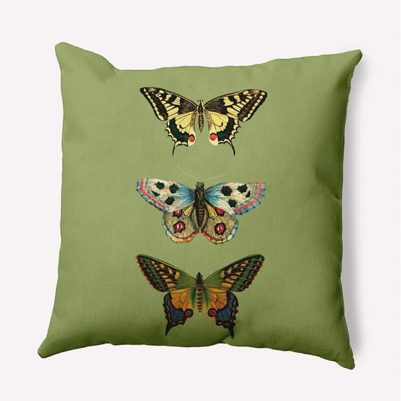 Simply Daisy 26-inch Square Butterflies Polyester Indoor Pillow, Apple Green Qty 1