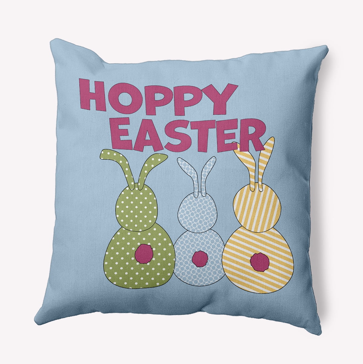 Simply Daisy 26-inch Square Hoppy Easter Polyester Throw Pillow, Blue Qty 1
