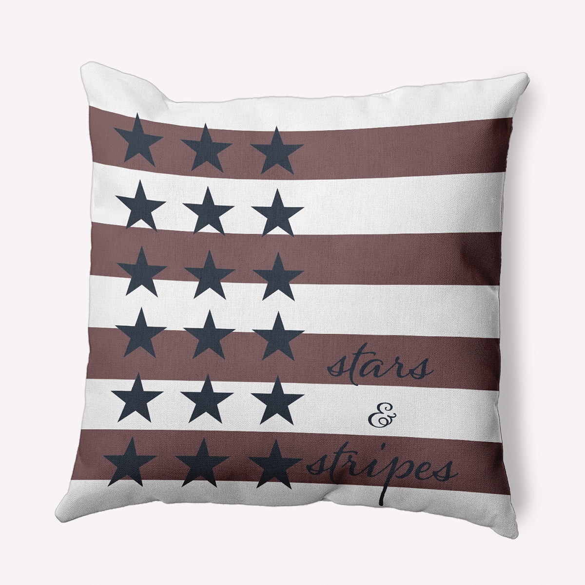 Simply Daisy 26-inch Square Stars and Stripes Words Polyester Throw Pillow, Blue-Red Qty 1