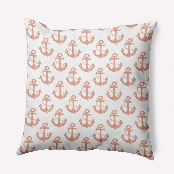 Simply Daisy 26" x 26" Anchor Pattern Decorative Throw Pillow, Soft Coral (1 count)