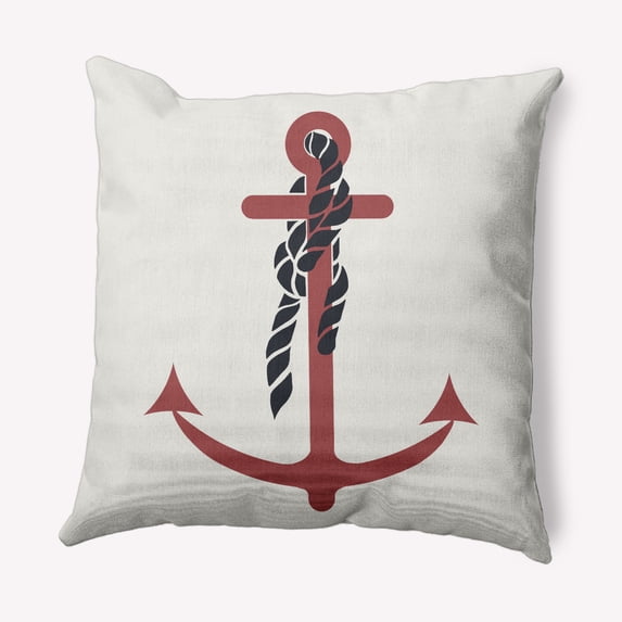 Simply Daisy 26" x 26" Anchor and Rope Nautical Decorative Indoor Pillow