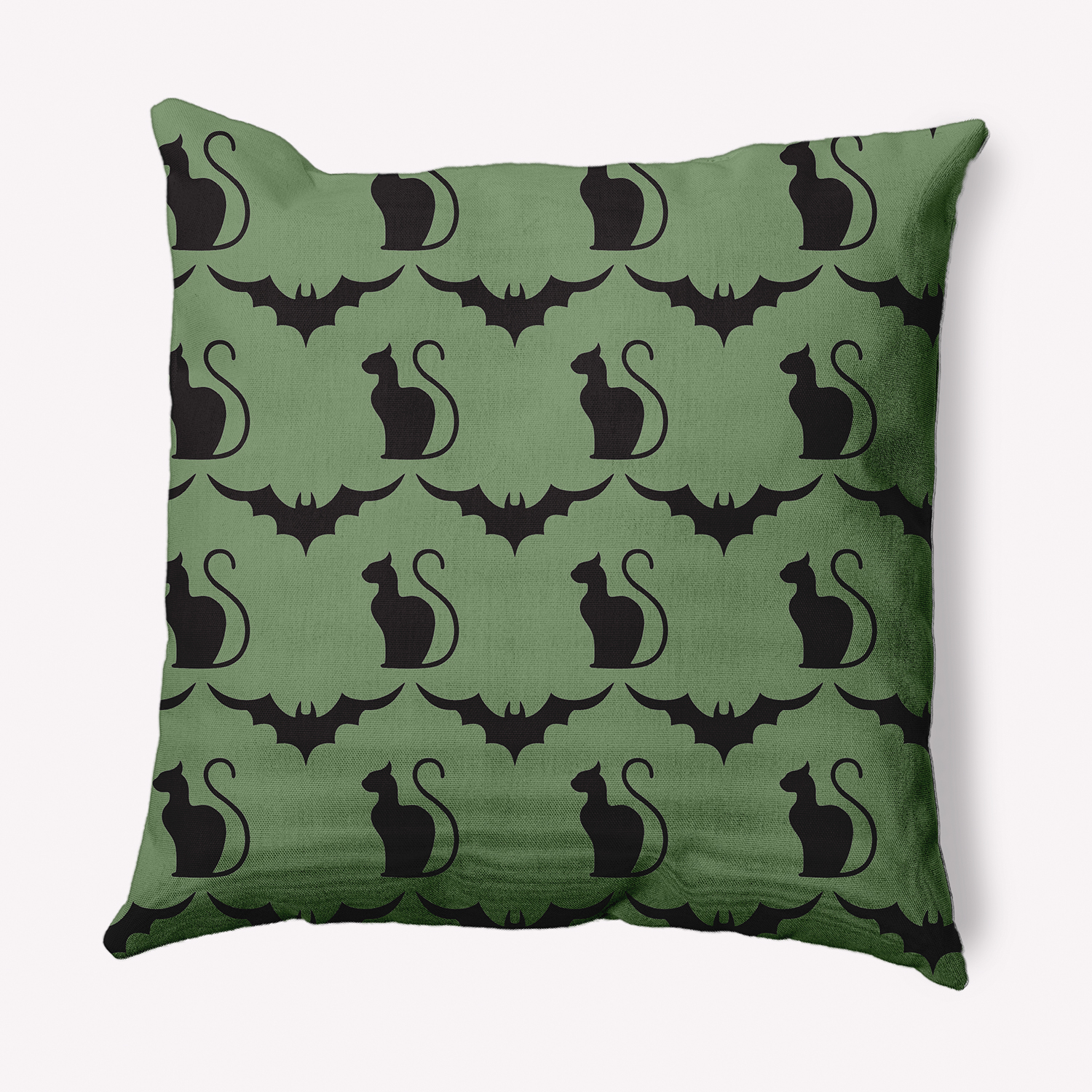 Simply Daisy 26" x 26" Cats and Bats Decorative Throw Pillow, Sage