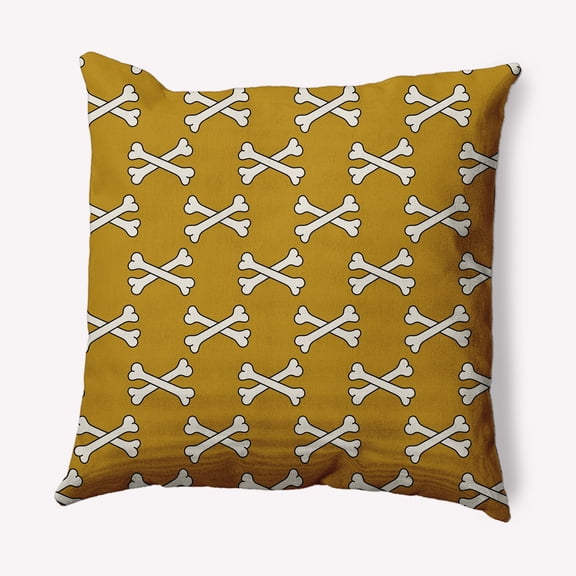 Simply Daisy 26" x 26" Cross Bones Decorative Throw Pillow, Autumn Gold
