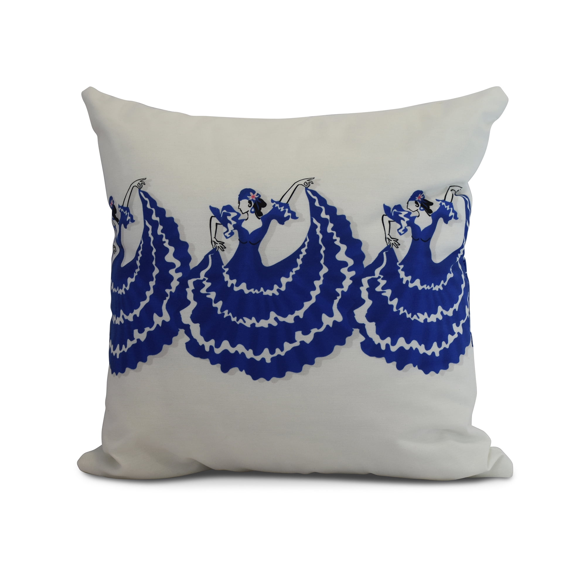 Simply Daisy, 26 x 26 Inch, 3 Cuban Dancers, Geometric Print Pillow, Royal Blue