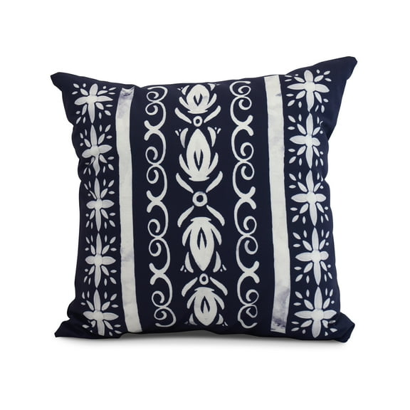 Simply Daisy, 26 x 26 Inch, Cuban Tile 2, Geometric Print Pillow, Navy Blue