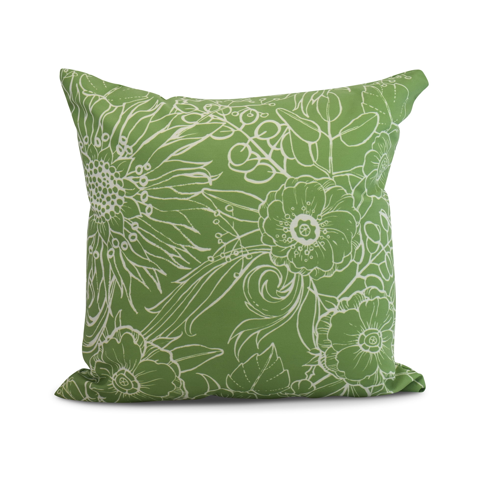 Simply Daisy, 26 x 26 Inch, Zentangle 4, Floral Print Pillow, Green