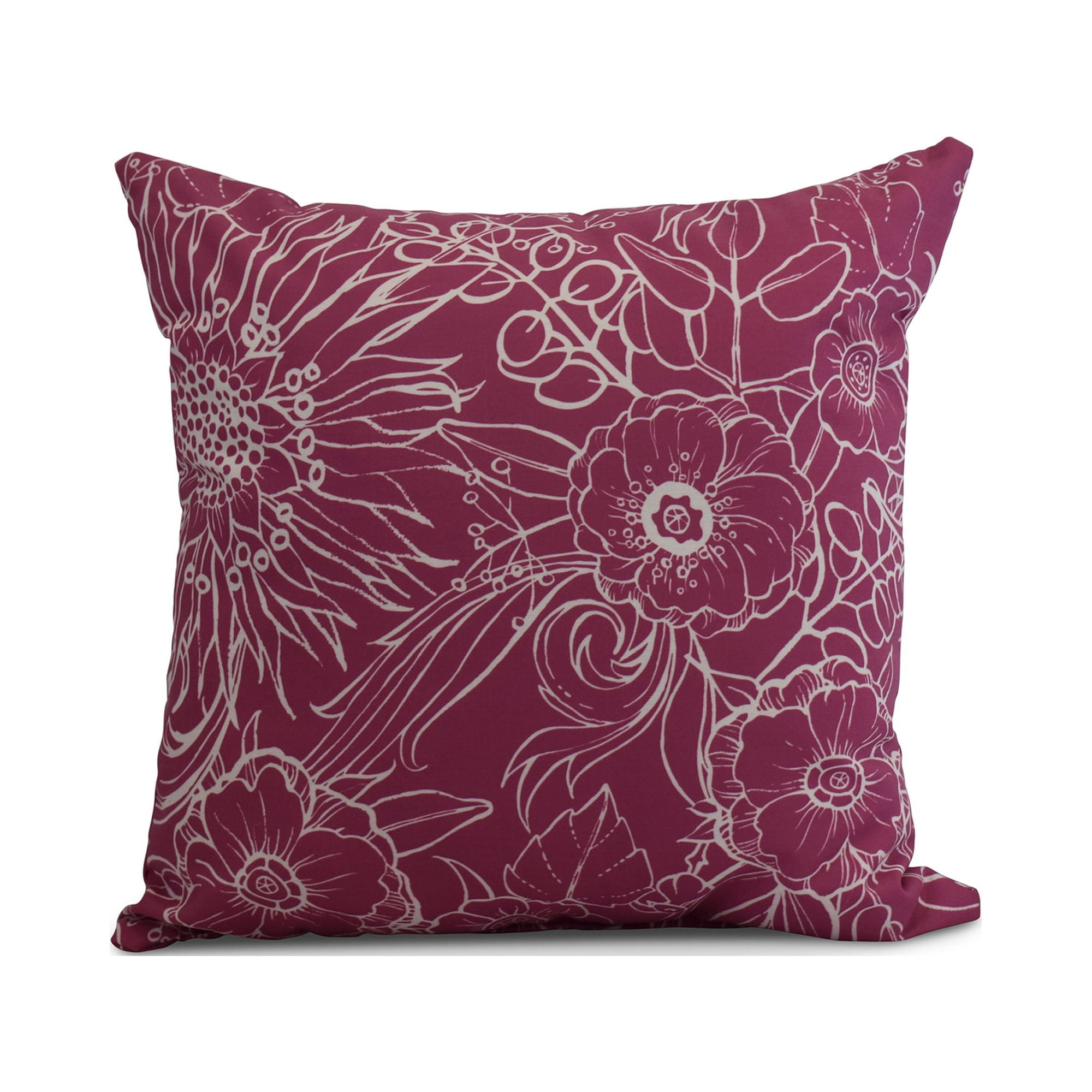Simply Daisy, 26 x 26 Inch, Zentangle 4, Floral Print Pillow, Pink