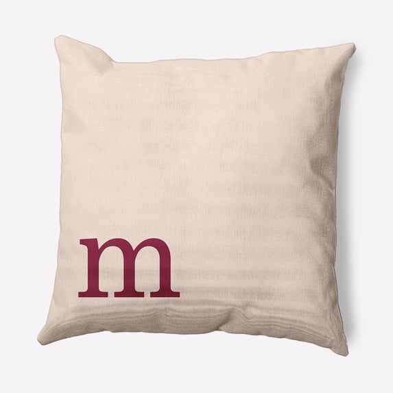 Simply Daisy 26" x 26" Modern Monogram Decorative Throw Pillow, Cranberry