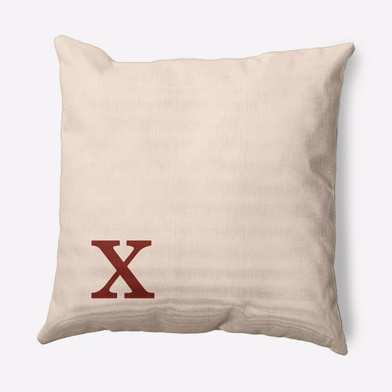 Simply Daisy 26" x 26" Modern Monogram Decorative Throw Pillow, Maple Red