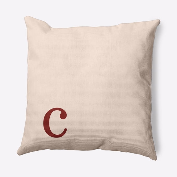 Simply Daisy 26" x 26" Modern Monogram Decorative Throw Pillow, Maple Red