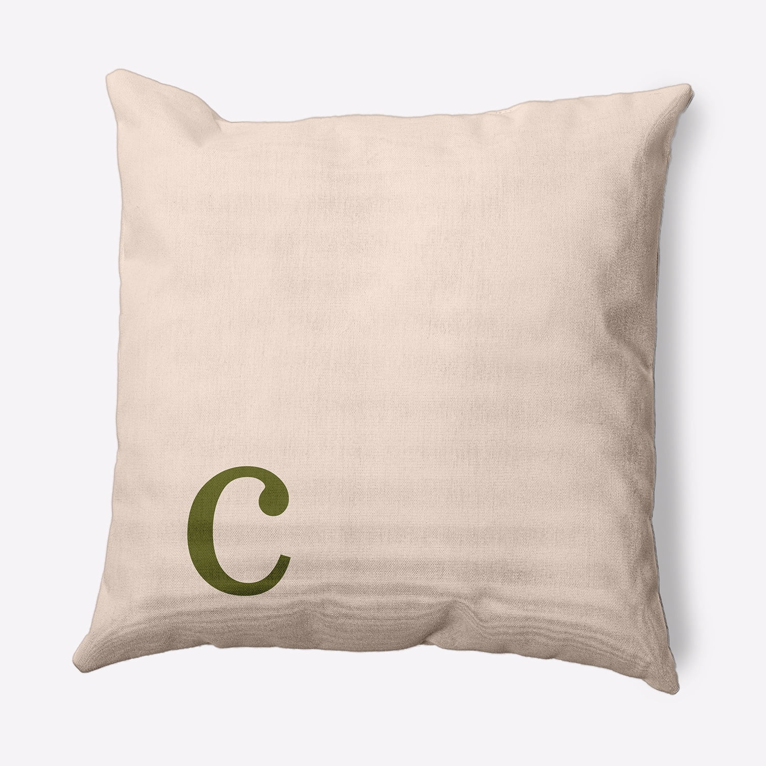 Simply Daisy 26" x 26" Modern Monogram Decorative Throw Pillow, Olive