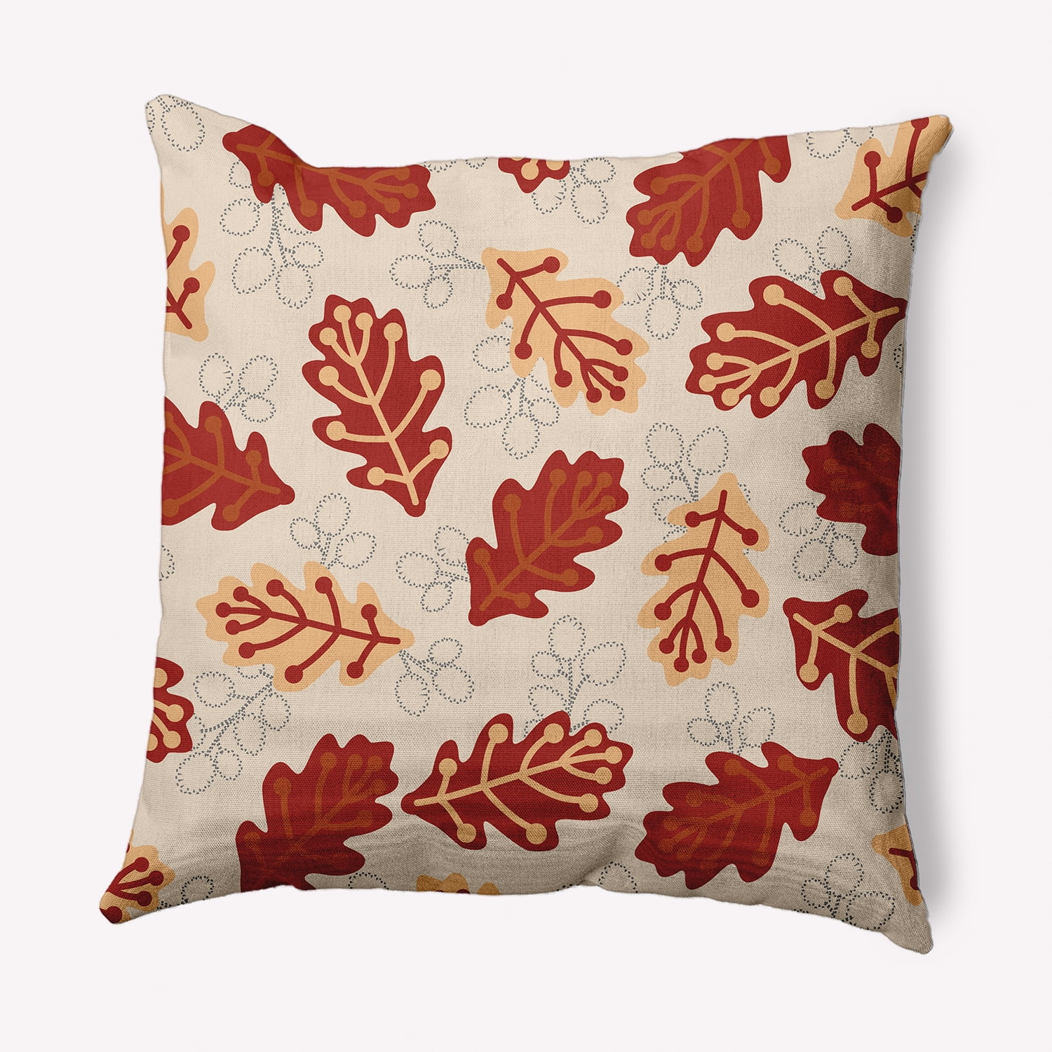 Simply Daisy 26" x 26" Retro Leaves Decorative Throw Pillow, Maple Red