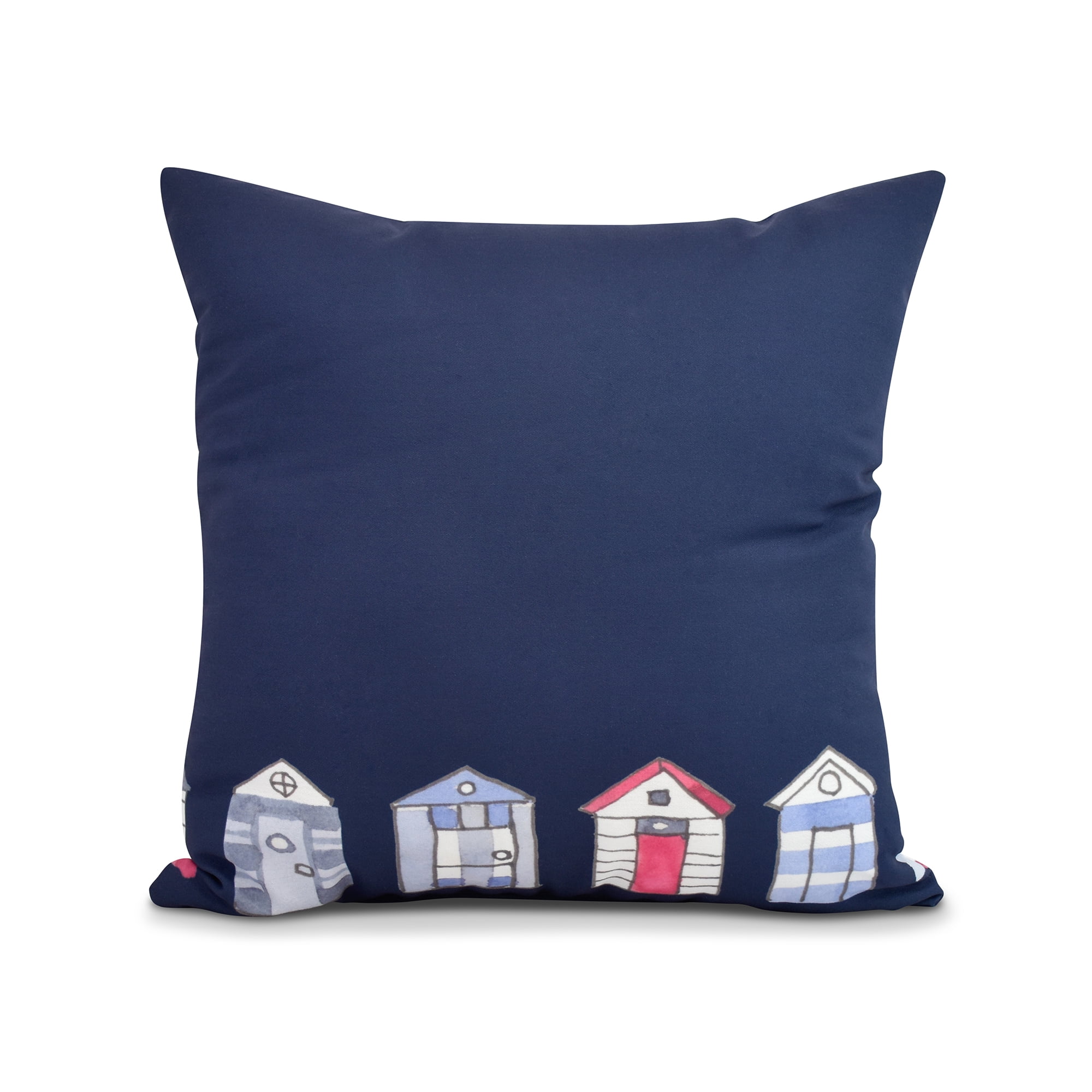 Simply Daisy, 26 x 26 inch, Beach Huts, Geometric Print Pillow, Navy