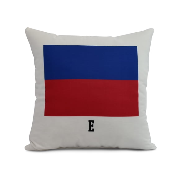 Simply Daisy, 26 x 26 inch, E Letter Simple Outline, Geometric Print Pillow, Red