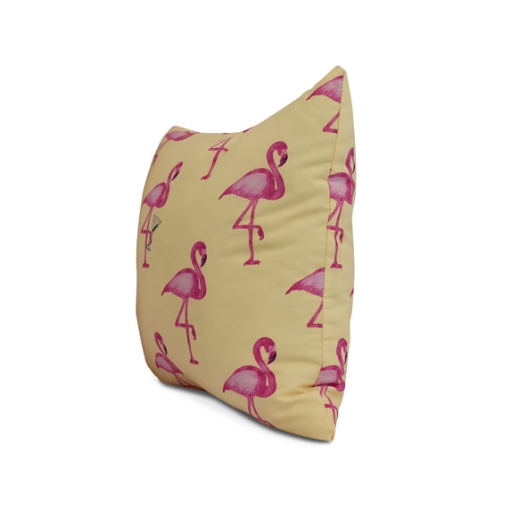 Simply Daisy, 26 x 26 inch, Flamingo Fanfare Martini Animal Print Pillow, Yellow