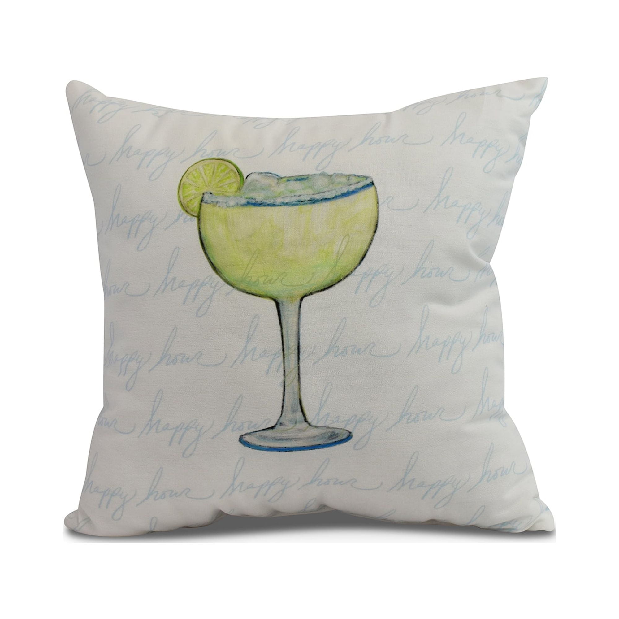 Simply Daisy, 26 x 26 inch, Margarita Text Fade Happy Hour Geometric Print Pillow, Pale Blue