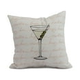 thumbnail image 1 of Simply Daisy, 26 x 26 inch, Martini Glass Text Fade Geometric Print Pillow, Coral, 1 of 2