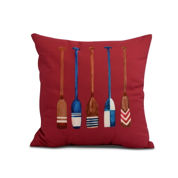 Simply Daisy, 26 x 26 inch, Oar Multi Painted, Geometric Print Pillow, Red